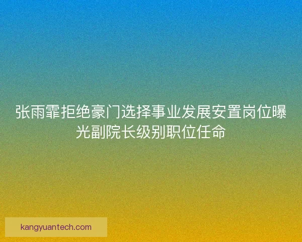 张雨霏拒绝豪门选择事业发展安置岗位曝光副院长级别职位任命